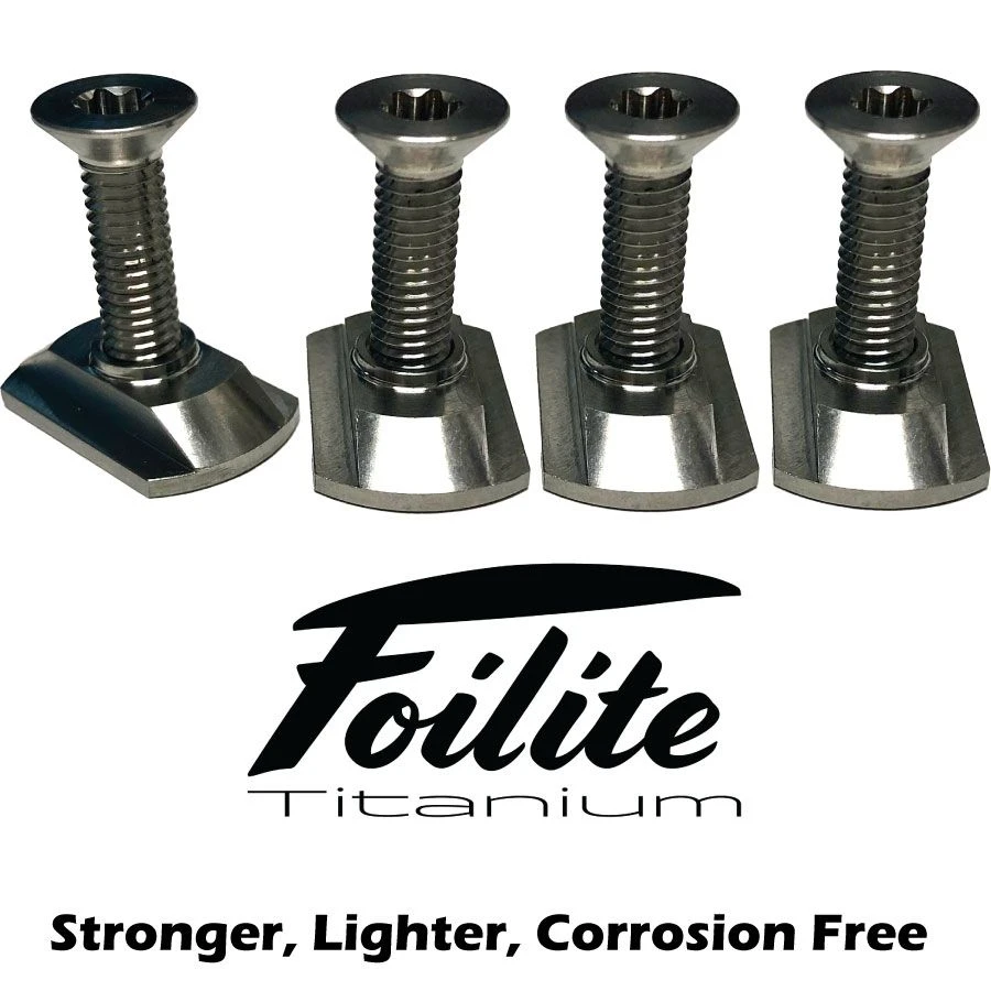 Foilite - M6 Titanium Hydrofoil Hardware Set - 4 Track Nuts And 4 M6 Screws 1 Foilite - M6 Titanium Hydrofoil Hardware Set - 4 Track Nuts And 4 M6 Screws