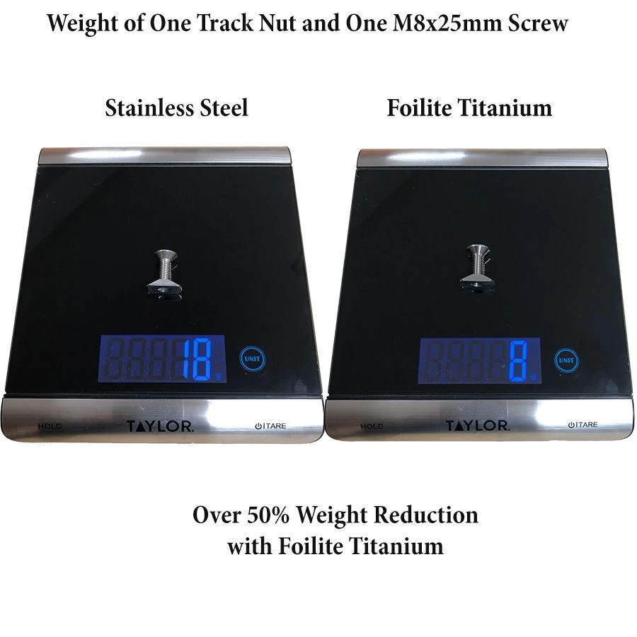 Foilite - M8 Titanium Hydrofoil Hardware Set - 4 Track Nuts And 4 M8 Screws 5 Foilite - M8 Titanium Hydrofoil Hardware Set - 4 Track Nuts And 4 M8 Screws - Image 5