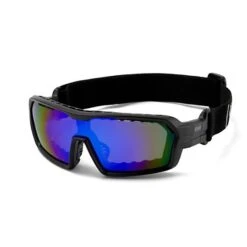 Ocean Chameleon Kiteboarding Water Shades - Shiny Black W/Blue Revo Lense