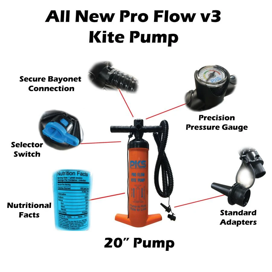 PKS Pro Flow V3 Large Kite & Wing Pump With PSI Meter 20" 4 PKS Pro Flow V3 Large Kite & Wing Pump With PSI Meter 20" - Image 4